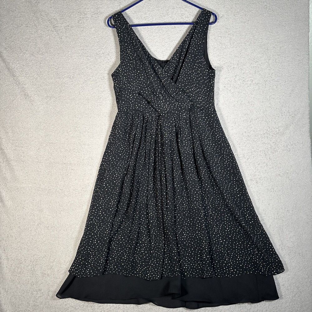 Vintage Talbots Petites Silk Chiffon Dress PXS Polka Dot AOP Faux Wrap Fit Flare